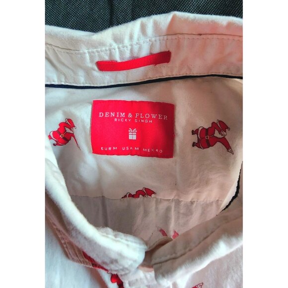 Mens Medium Button Down Shirt Dabbing Santa's Christmas Holiday Work Casual - Picture 8 of 14